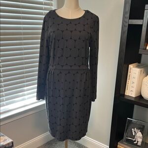 Boden Black & Charcoal Geometric Long Sleeve Dress